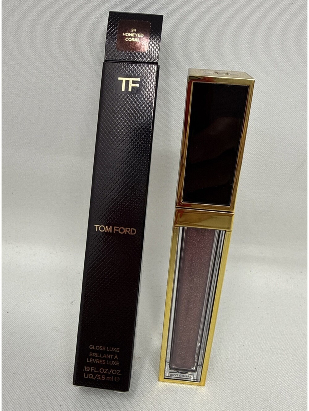 Tom Ford Gloss Luxe Lip Gloss 24 Honeyed Coral Shine Glitter 0.19 fl oz CJ200